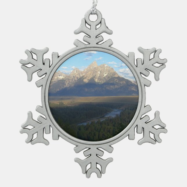 Jackson Hole Mountains (Grand Teton National Park) Schneeflocken Zinn-Ornament (Vorderseite)