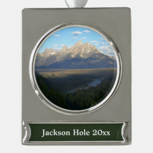 Jackson Hole Mountains (Grand-Teton-Nationalpark) Banner-Ornament Silber