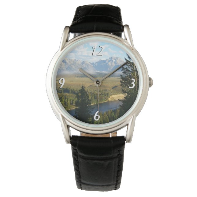 Jackson Hole Mountains und Fluss Armbanduhr (Vorderseite)