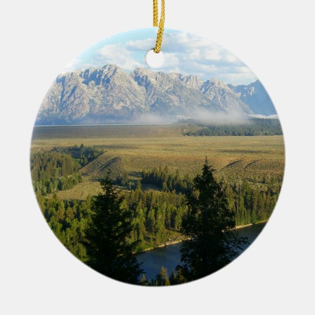 Jackson Hole Mountains und Fluss Keramikornament (Vorne)