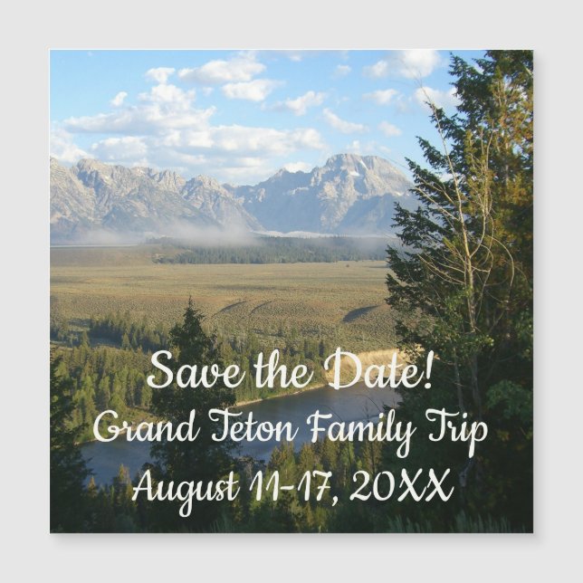 Jackson Hole Mountains und Fluss Magnetkarte (Vorderseite)