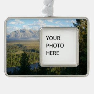 Jackson Hole Mountains und Fluss Rahmen-Ornament Silber