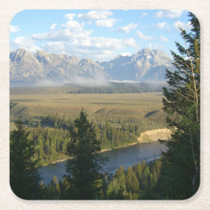 Jackson Hole Mountains und Fluss Rechteckiger Pappuntersetzer