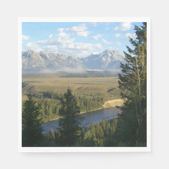 Jackson Hole Mountains und Fluss Serviette (Vorderseite)