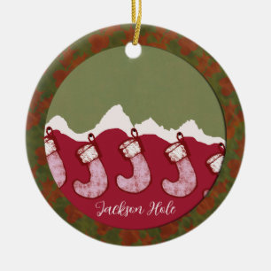 Jackson Hole Weihnachtsschmuck-Strümpfe Keramik Ornament