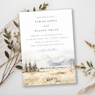 Jackson Hole Wyoming Aquarell-Landschaft-Hochzeit Einladung