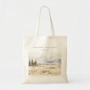Jackson Hole Wyoming Aquarell-Landschaft-Hochzeit Tragetasche