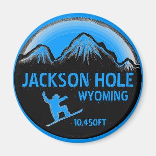 Jackson Hole Wyoming blauer Snowboard-Kunstmagnet Magnet