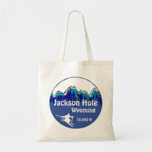 Jackson Hole Wyoming Blue Ski Art wiederverwendbar Tragetasche