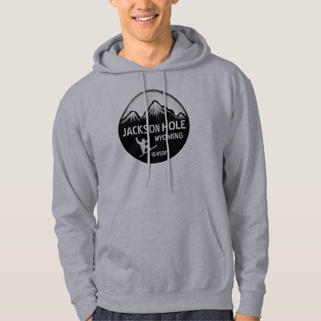Jackson Hole Wyoming grauer Snowboard-Kunst Hoodie (Vorderseite)