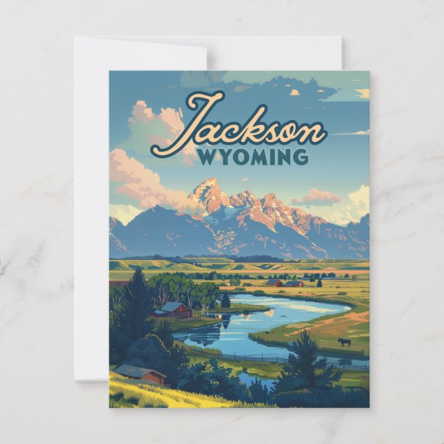 Jackson Hole Wyoming Ranch Tetons Mountain Card (Vorderseite)