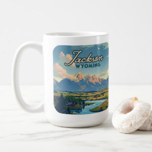 Jackson Hole Wyoming Ranch Tetons Mountains Retro Kaffeetasse