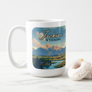 Jackson Hole Wyoming Ranch Tetons Mountains Retro Kaffeetasse