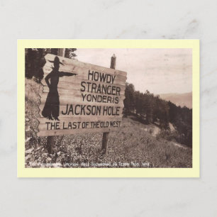 Jackson Hole, Wyoming, Road Sign Vintag Postkarte