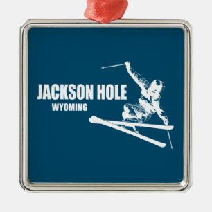 Jackson Hole Wyoming Skier Ornament Aus Metall