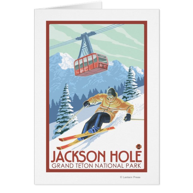 Jackson Hole, Wyoming Skier und Tram (Vorne)
