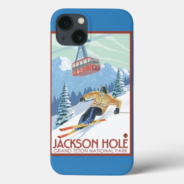 Jackson Hole, Wyoming Skier und Tram Case-Mate iPhone Hülle (Rückseite)