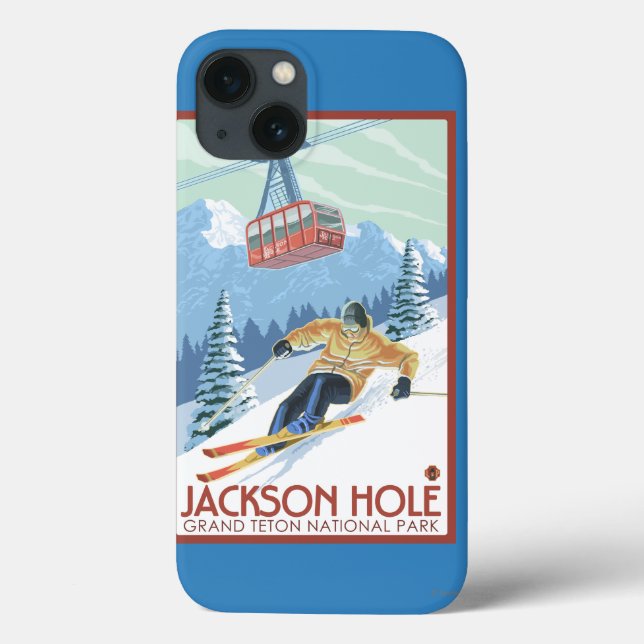 Jackson Hole, Wyoming Skier und Tram Case-Mate iPhone Hülle (Rückseite)