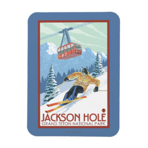 Jackson Hole, Wyoming Skier und Tram Magnet