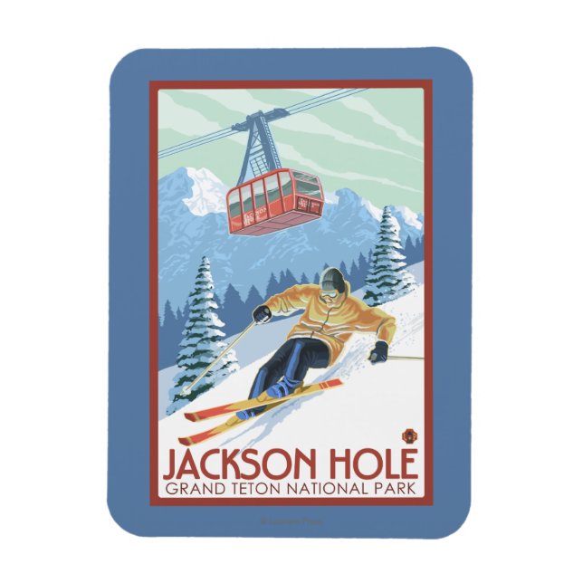 Jackson Hole, Wyoming Skier und Tram Magnet (Vertikal)