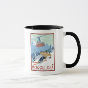 Jackson Hole, Wyoming Skier und Tram Tasse