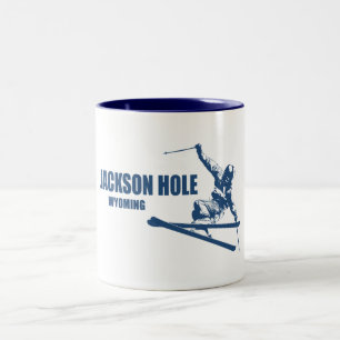 Jackson Hole Wyoming Skier Zweifarbige Tasse