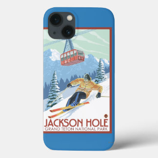 Jackson Hole, Wyoming-Skifahrer und Tram Case-Mate iPhone Hülle