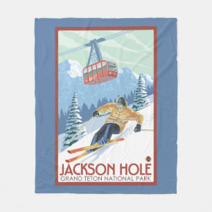 Jackson Hole, Wyoming-Skifahrer und Tram Fleecedecke