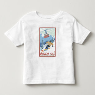 Jackson Hole, Wyoming-Skifahrer und Tram Kleinkind T-shirt