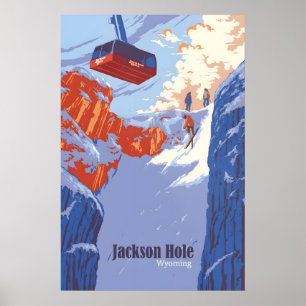 Jackson Hole Wyoming Skigebiet Reiseplakat Poster