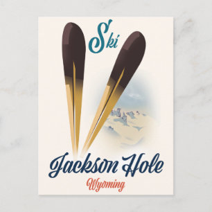 Jackson Hole Wyoming Skiposter Postkarte
