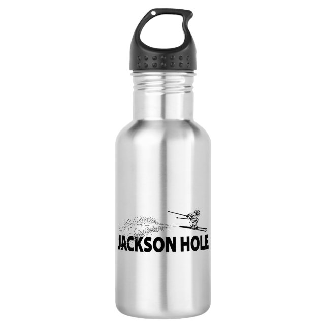 Jackson Hole Wyoming Skispringer Edelstahlflasche (Vorderseite)