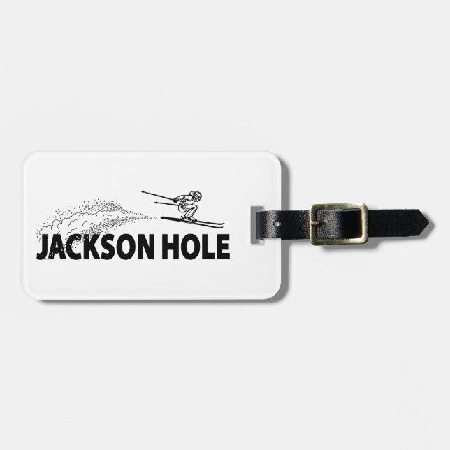 Jackson Hole Wyoming Skispringer Gepäckanhänger (Vorderseite horizontal)