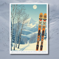 Jackson Hole Wyoming Skiurlaub Postcard