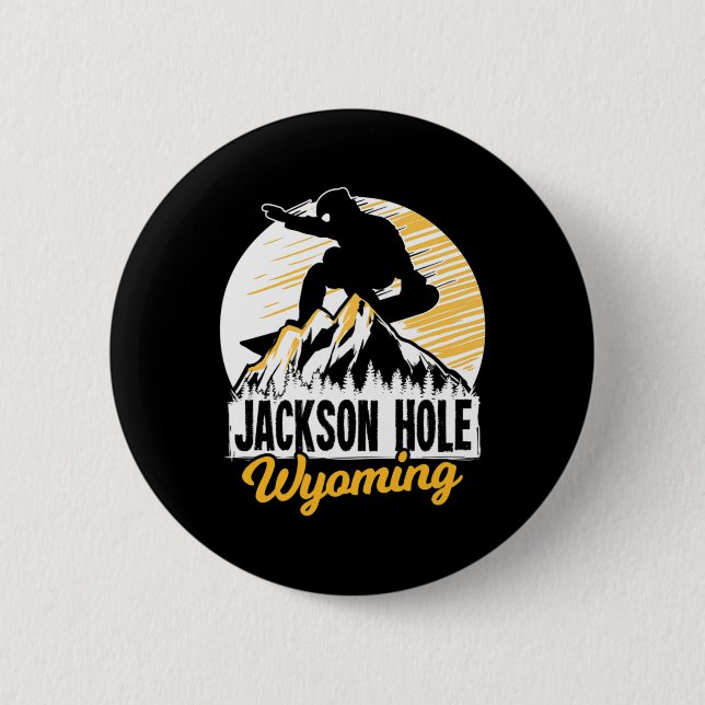 Jackson Hole Wyoming Snowboarden Geschenk für ein  Button (Vorderseite)