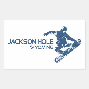 Jackson Hole Wyoming Snowboarder Rechteckiger Aufkleber