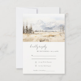 Jackson Hole Wyoming Watercolor Landscape Wedding RSVP Karte