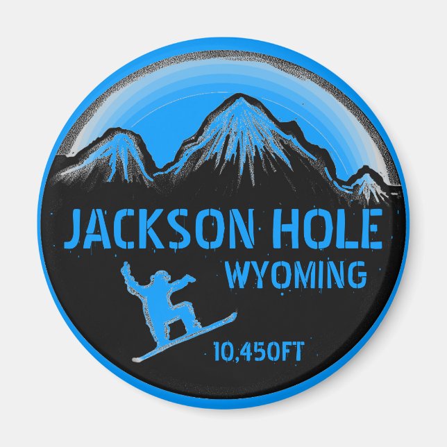 Jackson Hole Wyomoming blauer Snowboard-Kunstmagne Magnet (Vorne)