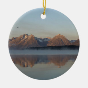 Jackson Lake Dam Reflection in Grand Teton Park Keramikornament