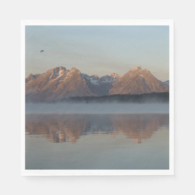 Jackson Lake Dam Reflection in Grand Teton Park Serviette (Vorderseite)