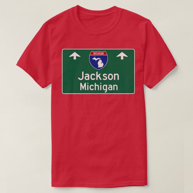 Jackson Michigan Highway Guide Sign T-Shirt (Design vorne)