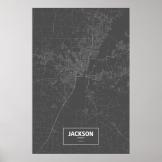 Jackson, Mississippi (weiß auf schwarz) Poster