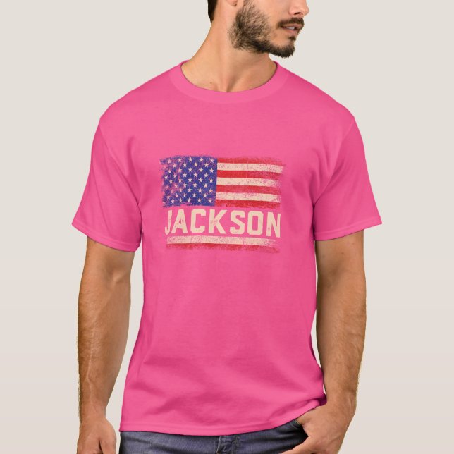 Jackson Nachname Shirt Jackson Name American Flag (Vorderseite)
