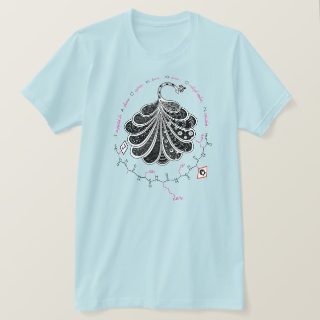JACKSON-Peptid, Pfau mit individuellem Text, hell T-Shirt (Design vorne)