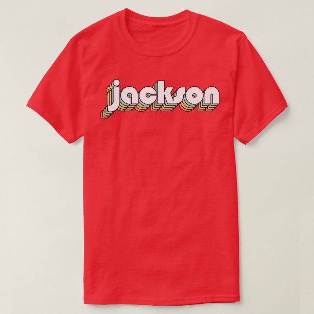 Jackson Retro Rainbow Typografie Faded Style 2 T-Shirt (Design vorne)