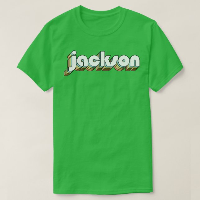 Jackson Retro Rainbow Typografie Faded Style T-Shirt (Design vorne)
