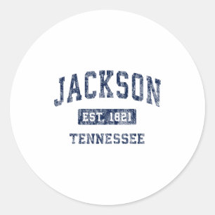 Jackson Tennessee Tn Vintage Gegründet Sport De Runder Aufkleber