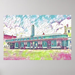 Jackson, TN Greyhound Halfway Bus Station Malerei Poster