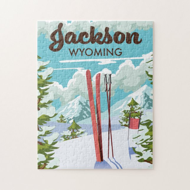 Jackson Wyoming Skiposter Puzzle (Vertikal)