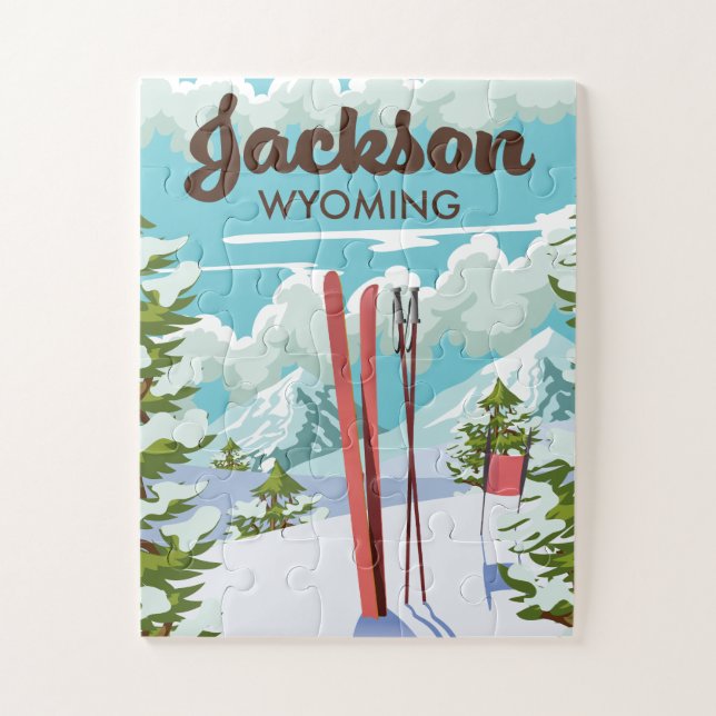 Jackson Wyoming Skiposter Puzzle (Vertikal)
